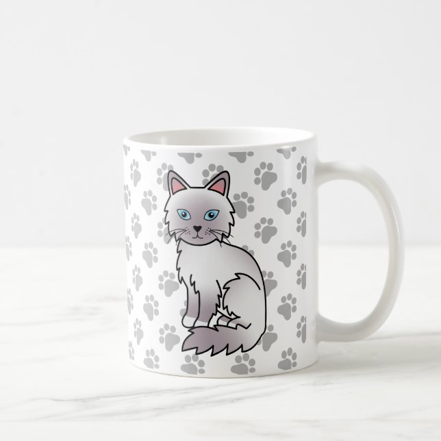 Lilac Point Birman / Ragdoll Cute Cat & Paws Coffee Mug (Right)