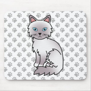 Lilac Point Birman / Ragdoll Cute Cat & Paws Mouse Mat
