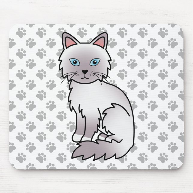 Lilac Point Birman / Ragdoll Cute Cat & Paws Mouse Mat (Front)