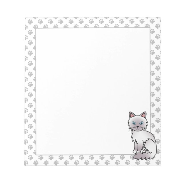 Lilac Point Birman / Ragdoll Cute Cat & Paws Notepad (Front)
