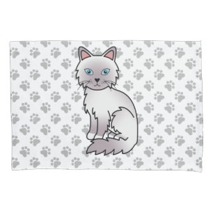 Lilac Point Birman / Ragdoll Cute Cat & Paws Pillowcase
