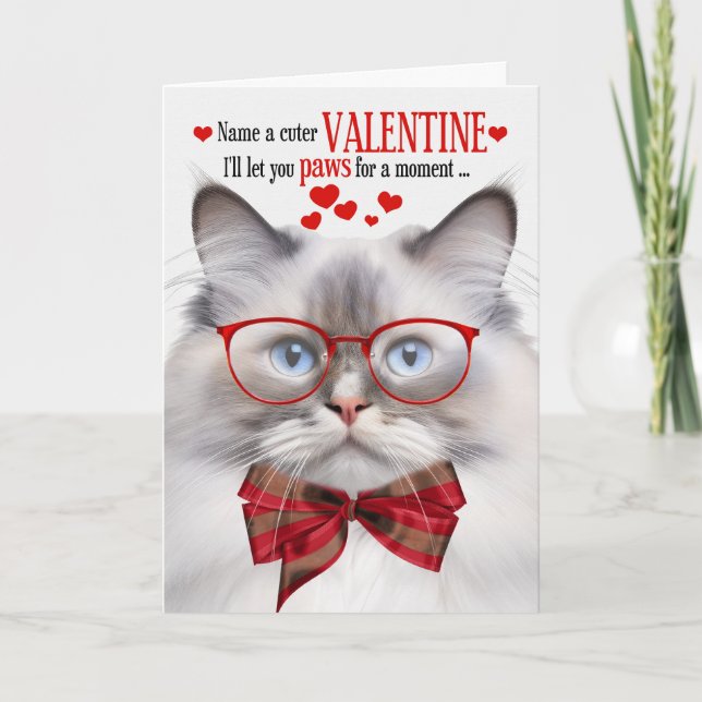 Lilac Point Ragdoll Cat Valentine Feline Humour Holiday Card (Front)