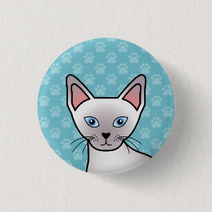 Lilac Point Siamese Breed Cat Cartoon Drawing 3 Cm Round Badge