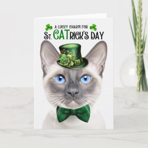 Lilac Point Siamese Lucky Charm St CATrick's Day Holiday Card