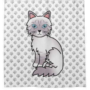 Lilac Point Tabby Birman / Ragdoll Cat & Paws Shower Curtain