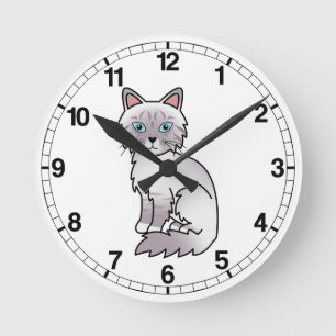Lilac Point Tabby Birman / Ragdoll Cat Round Clock