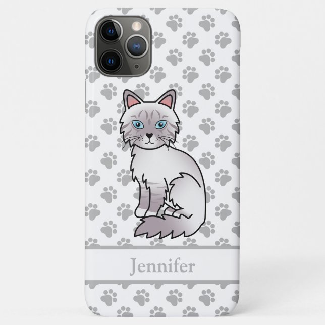 Lilac Point Tabby Birman / Ragdoll Cute Cat & Name Case-Mate iPhone Case (Back)