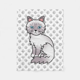 Lilac Point Tabby Birman / Ragdoll Cute Cat & Paws Fleece Blanket