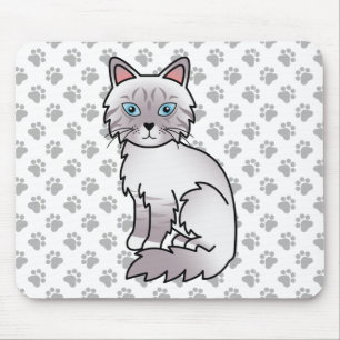 Lilac Point Tabby Birman / Ragdoll Cute Cat & Paws Mouse Mat
