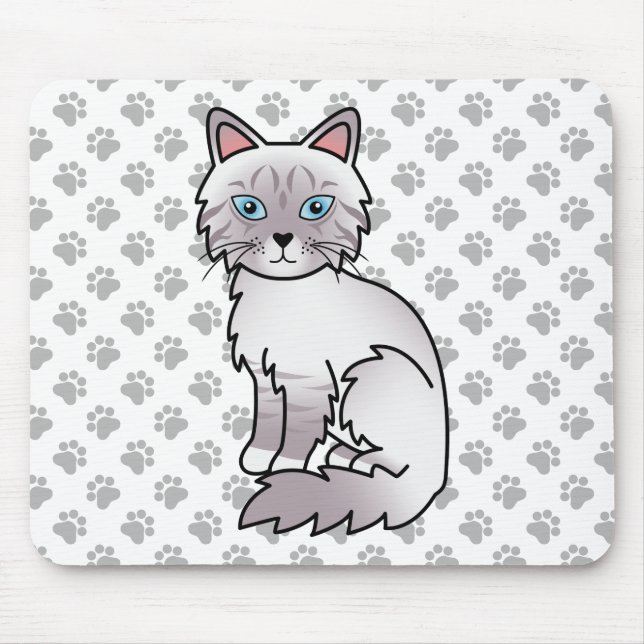 Lilac Point Tabby Birman / Ragdoll Cute Cat & Paws Mouse Mat (Front)