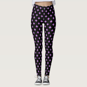 Lilac polka crosses on black leggings