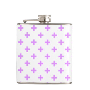 Lilac polka crosses on white hip flask