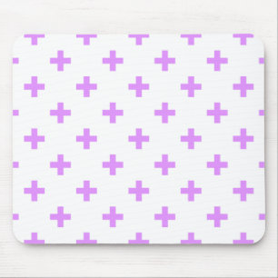Lilac polka crosses on white mouse mat