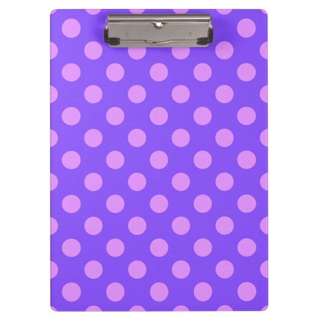 Lilac polka dots on periwinkle clipboard (Front)