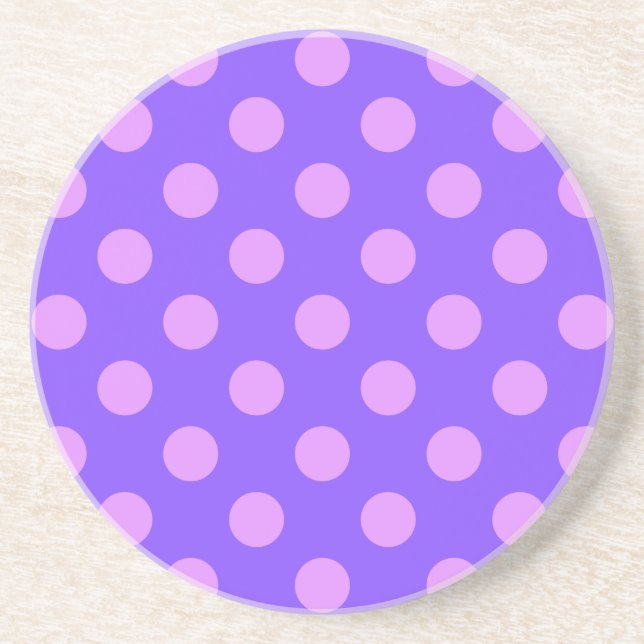 Lilac polka dots on periwinkle coaster (Front)