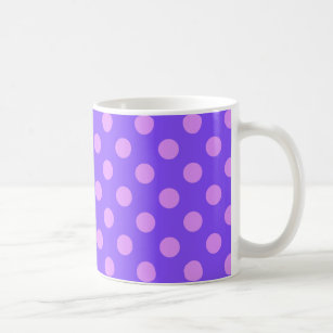 Lilac polka dots on periwinkle coffee mug