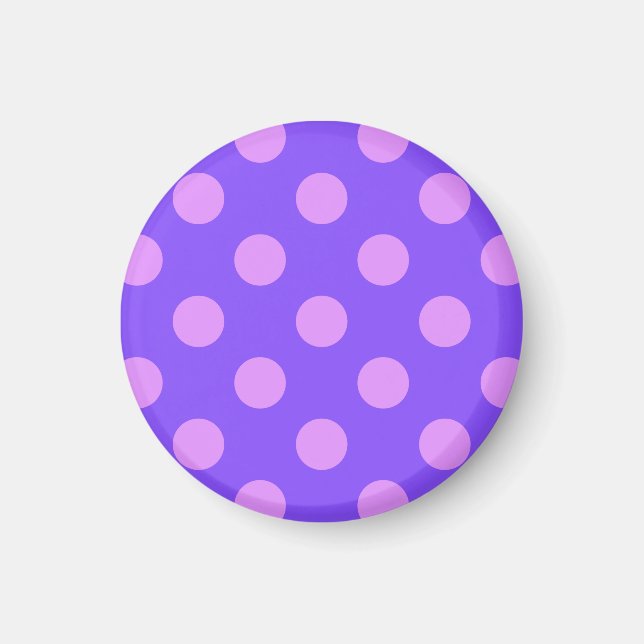 Lilac polka dots on periwinkle magnet (Front)