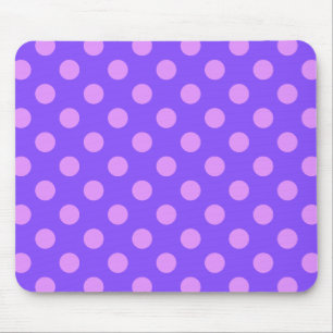 Lilac polka dots on periwinkle mouse mat
