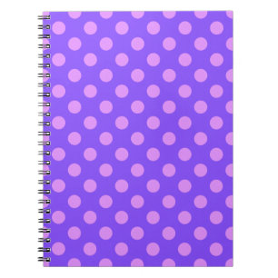 Lilac polka dots on periwinkle notebook