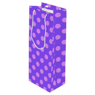 Lilac polka dots on periwinkle wine gift bag