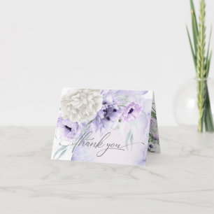 Lilac Poppies White Dahlia Garden Thank You Card