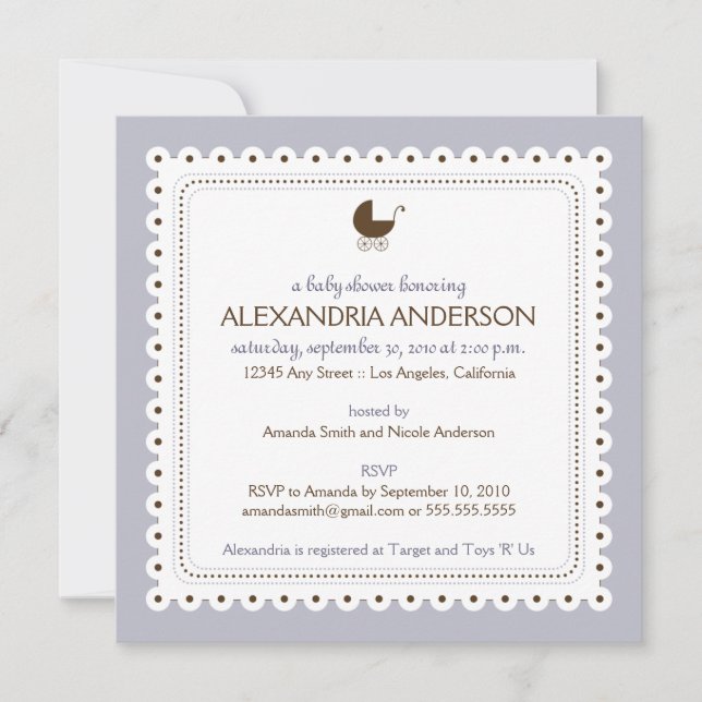 (Lilac) Precious Custom Baby Shower Invitation (Front)