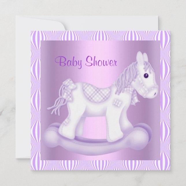 LILAC PRETTY ROCKING HORSE BABY SHOWER INVITATION (Front)
