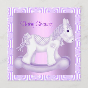 LILAC PRETTY ROCKING HORSE BABY SHOWER INVITATION