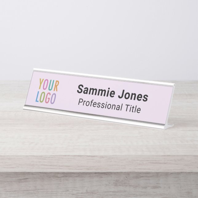 Lilac Purple 2x8 Name Plate for Desk Business Logo (Front)