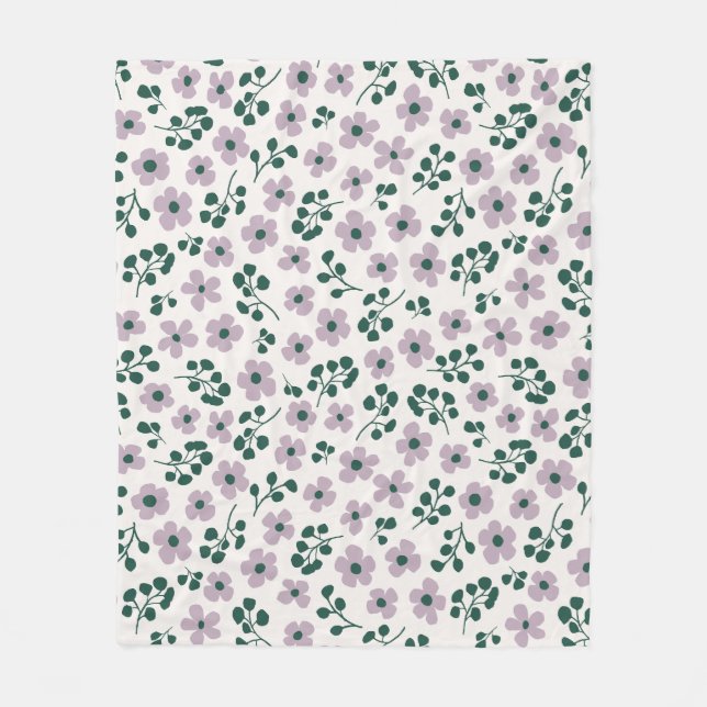 Lilac Purple Aesthetic Cute Mini Groovy Flowers Pa Fleece Blanket (Front)