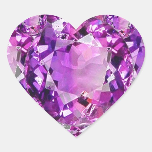 LILAC PURPLE AMETHYST FEBRUARY GEM BIRTHSTONE HEART STICKER (Front)