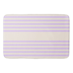 Lilac purple and beige five stripes pattern bath mat