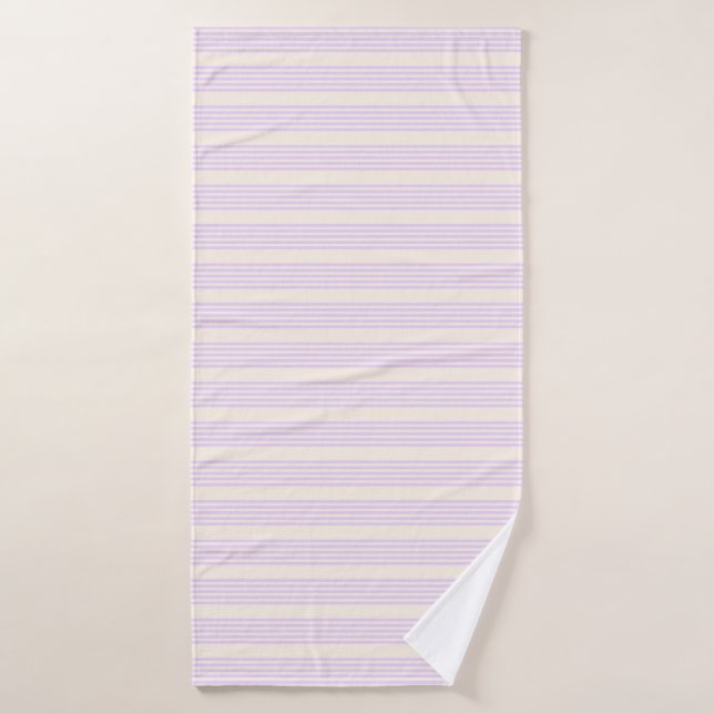 Lilac purple and beige five stripes pattern bath towel (Bath Towel)