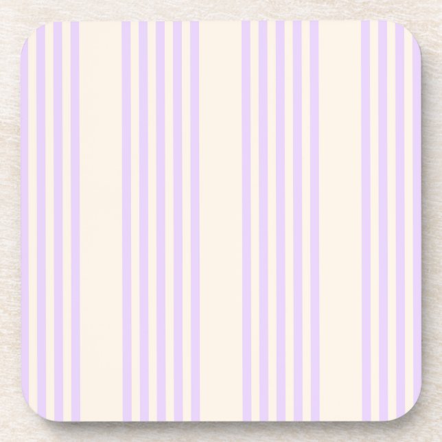 Lilac purple and beige five stripes pattern coaster (Front)