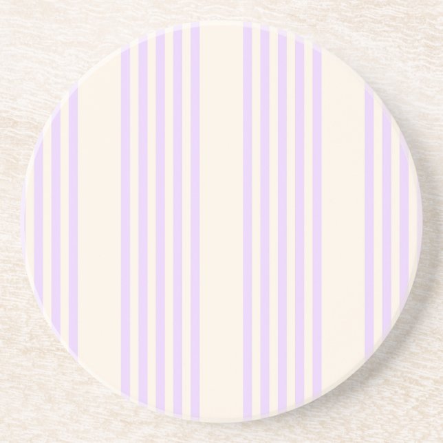 Lilac purple and beige five stripes pattern coaster (Front)