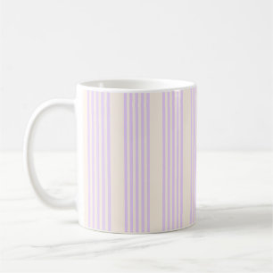 Lilac purple and beige five stripes pattern coffee mug