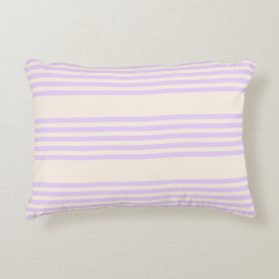 Lilac purple and beige five stripes pattern decorative cushion