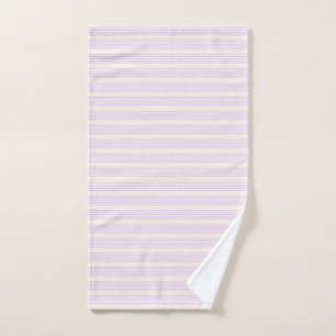 Lilac purple and beige five stripes pattern hand towel