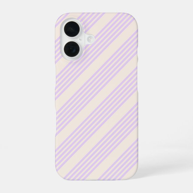 Lilac purple and beige five stripes pattern iPhone 16 case (Back)