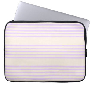 Lilac purple and beige five stripes pattern laptop sleeve