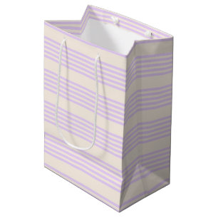 Lilac purple and beige five stripes pattern medium gift bag