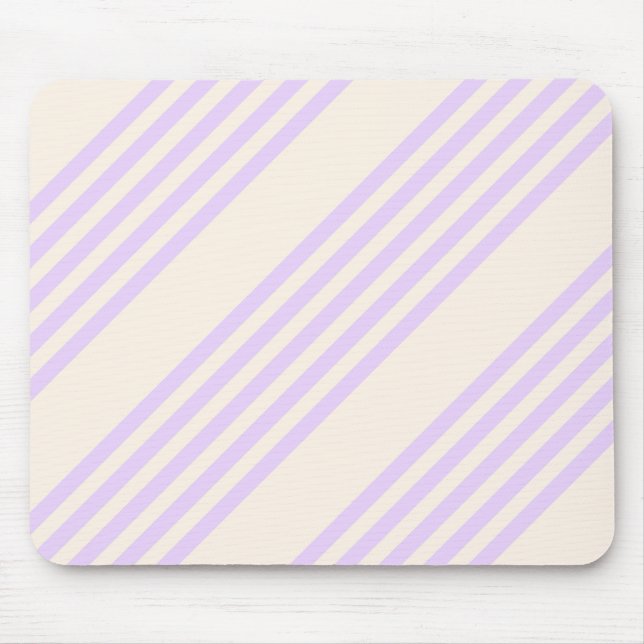 Lilac purple and beige five stripes pattern mouse mat (Front)