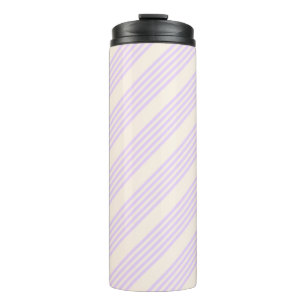 Lilac purple and beige five stripes pattern thermal tumbler