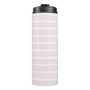 Lilac purple and beige five stripes pattern thermal tumbler