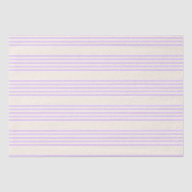 Lilac purple and beige five stripes pattern tissue paper (Front)