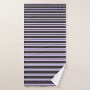 Lilac purple and charcoal five stripes pattern bath towel
