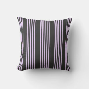 Lilac purple and charcoal five stripes pattern cushion