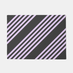 Lilac purple and charcoal five stripes pattern doormat
