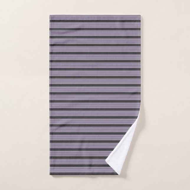 Lilac purple and charcoal five stripes pattern hand towel (Hand Towel)