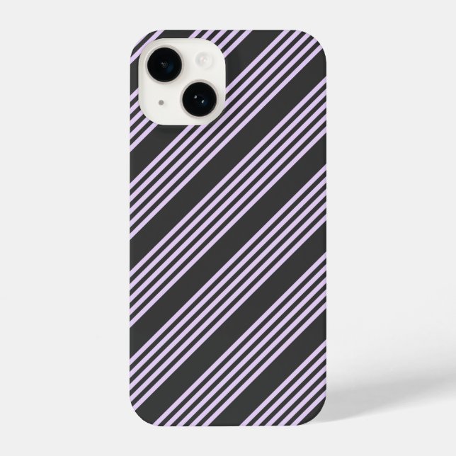 Lilac purple and charcoal five stripes pattern iPhone case (Back)